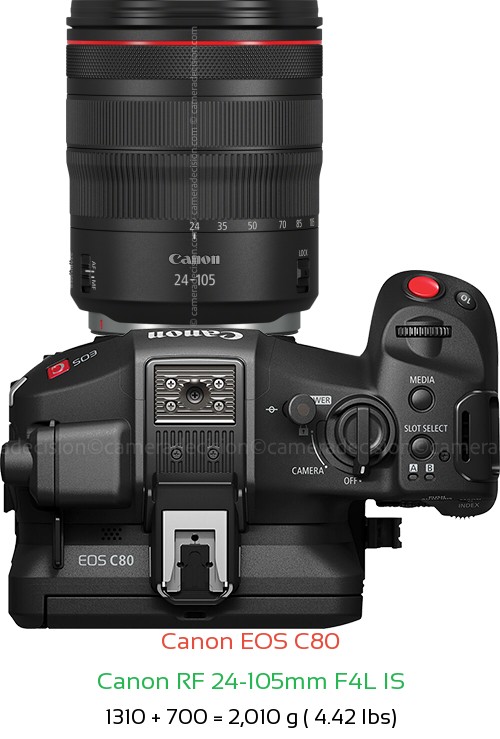 Canon EOS C80 with Canon RF 24-105mm F4L IS Lens Size