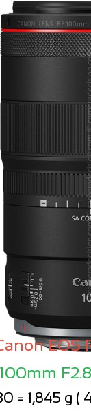 Canon R1 with Canon RF 100mm F2.8L Macro IS Lens Size