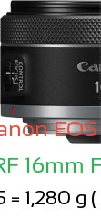 Canon R1 with Canon RF 16mm F2.8 STM Lens Size