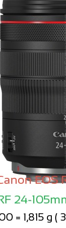 Canon R1 with Canon RF 24-105mm F4L IS Lens Size