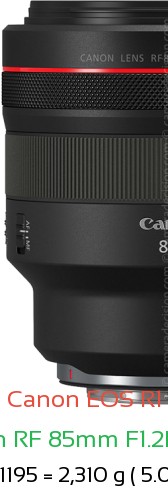 Canon R1 with Canon RF 85mm F1.2L USM Lens Size