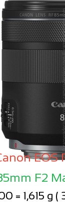 Canon R1 with Canon RF 85mm F2 Macro IS STM Lens Size