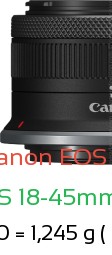 Canon R1 with Canon RF-S 18-45mm f4.5-6.3 IS Lens Size