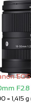 Canon R1 with Sigma 18-50mm F2.8 DC DN C RF Lens Size