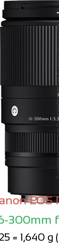 Canon R3 with Sigma 16-300mm f3.5-6.7 C Lens Size