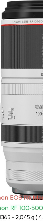 Canon R6 III with Canon RF 100-500mm Lens Size
