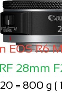 Canon R6 III with Canon RF 28mm F2.8 STM Lens Size