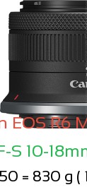 Canon R6 III with Canon RF-S 10-18mm F4.5-6.3 Lens Size