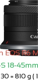 Canon R6 III with Canon RF-S 18-45mm f4.5-6.3 IS Lens Size