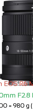 Canon R6 III with Sigma 18-50mm F2.8 DC DN C RF Lens Size