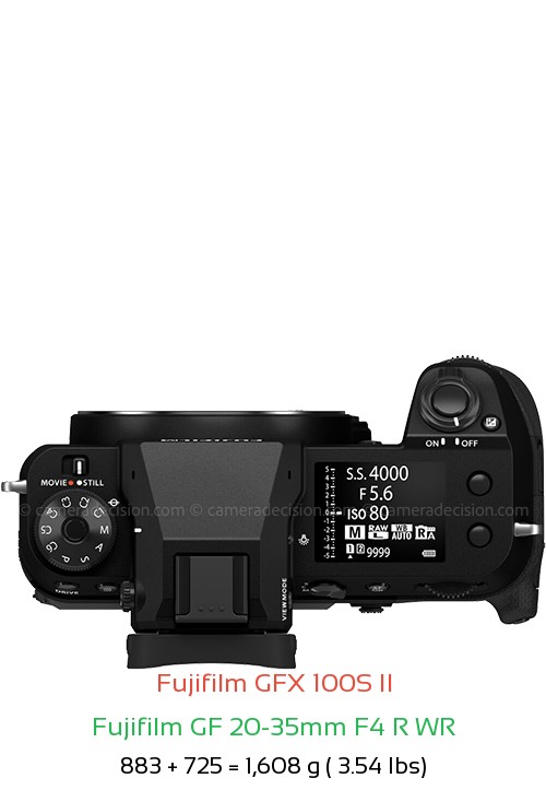 Fujifilm GFX 100S II with Fujifilm GF 20-35mm F4 R WR Lens Size