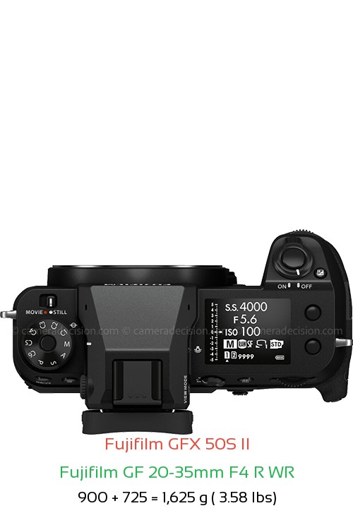 Fujifilm GFX 50S II with Fujifilm GF 20-35mm F4 R WR Lens Size