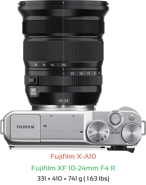 Fujifilm X-A10 with Fujifilm XF 10-24mm F4 R Lens Size