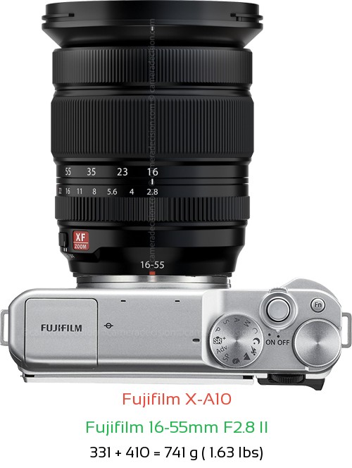 Fujifilm X-A10 with Fujifilm 16-55mm F2.8 II Lens Size