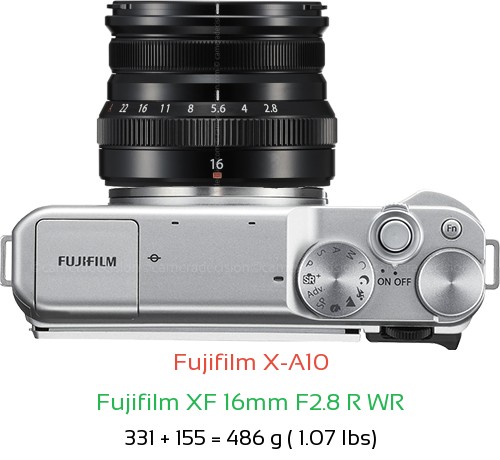 Fujifilm X-A10 with Fujifilm XF 16mm F2.8 R WR Lens Size
