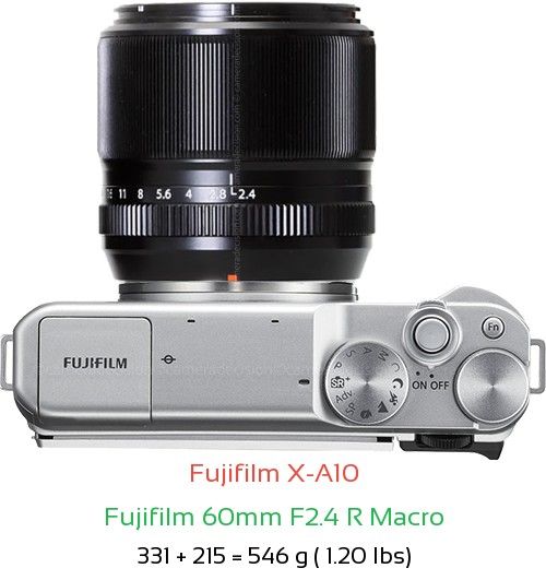 Fujifilm X-A10 with Fujifilm 60mm F2.4 R Macro Lens Size