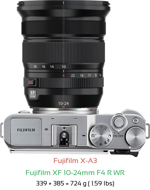 Fujifilm X-A3 with Fujifilm XF 10-24mm F4 R WR Lens Size