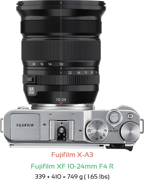 Fujifilm X-A3 with Fujifilm XF 10-24mm F4 R Lens Size