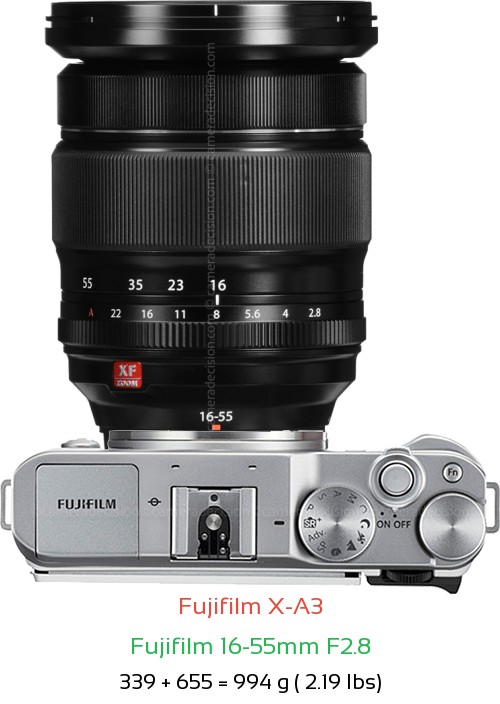 Fujifilm X-A3 with Fujifilm 16-55mm F2.8 Lens Size