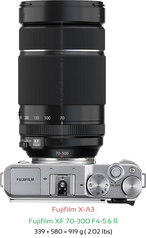 Fujifilm X-A3 with Fujifilm XF 70-300 F4-5.6 R Lens Size
