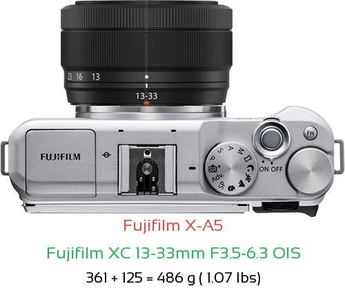 Fujifilm X-A5 with Fujifilm XC 13-33mm F3.5-6.3 OIS Lens Size