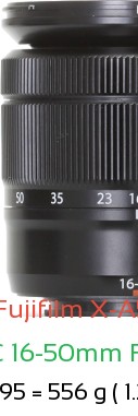 Fujifilm X-A5 with Fujifilm XC 16-50mm F3.5-5.6 OIS Lens Size