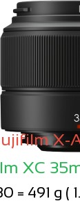 Fujifilm X-A5 with Fujifilm XC 35mm F2 Lens Size