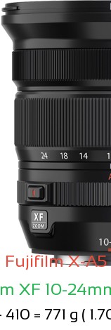 Fujifilm X-A5 with Fujifilm XF 10-24mm F4 R Lens Size