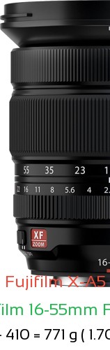 Fujifilm X-A5 with Fujifilm 16-55mm F2.8 II Lens Size