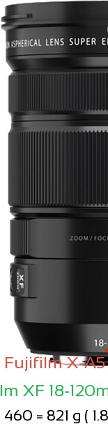 Fujifilm X-A5 with Fujifilm XF 18-120mm F4 Lens Size