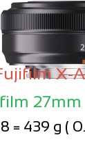 Fujifilm X-A5 with Fujifilm 27mm F2.8 Lens Size