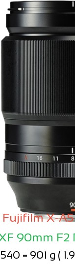 Fujifilm X-A5 with Fujifilm XF 90mm F2 R LM WR Lens Size