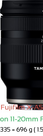 Fujifilm X-A5 with Tamron 11-20mm F2.8 X Lens Size