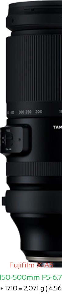 Fujifilm X-A5 with Tamron 150-500mm F5-6.7 Lens Size