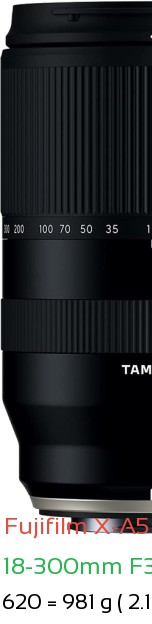 Fujifilm X-A5 with Tamron 18-300mm F3.5-6.3 Di Lens Size