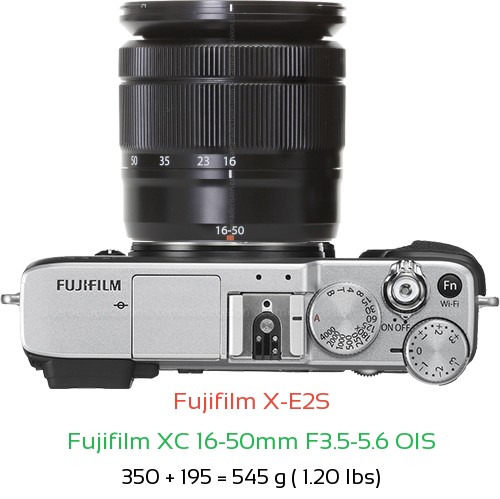 Fujifilm X-E2S with Fujifilm XC 16-50mm F3.5-5.6 OIS Lens Size