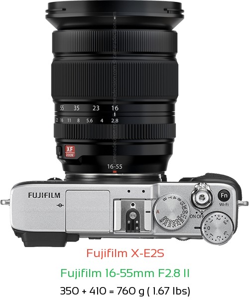 Fujifilm X-E2S with Fujifilm 16-55mm F2.8 II Lens Size