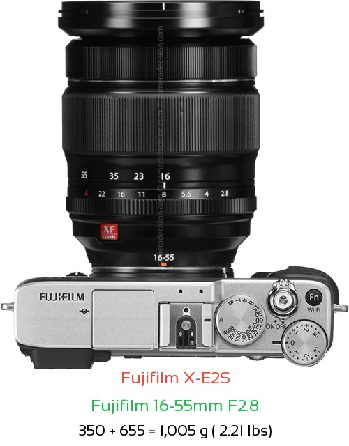 Fujifilm X-E2S with Fujifilm 16-55mm F2.8 Lens Size