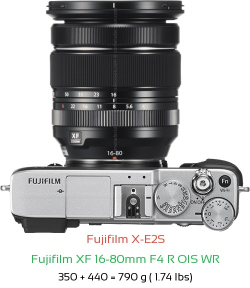 Fujifilm X-E2S with Fujifilm XF 16-80mm F4 R OIS WR Lens Size