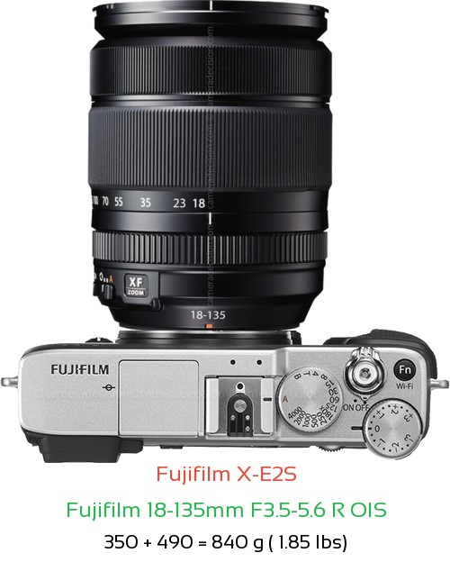 Fujifilm X-E2S with Fujifilm 18-135mm F3.5-5.6 R OIS Lens Size