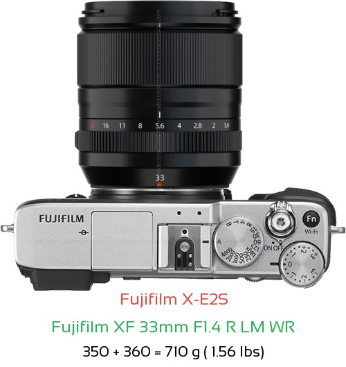 Fujifilm X-E2S with Fujifilm XF 33mm F1.4 R LM WR Lens Size