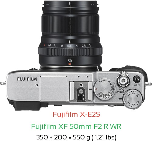Fujifilm X-E2S with Fujifilm XF 50mm F2 R WR Lens Size