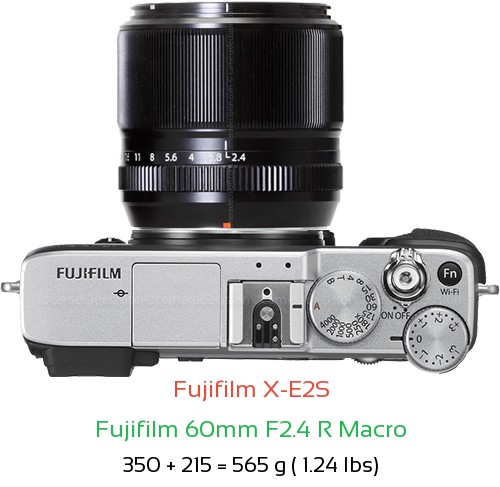 Fujifilm X-E2S with Fujifilm 60mm F2.4 R Macro Lens Size