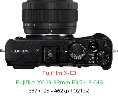 Fujifilm X-E3 with Fujifilm XC 13-33mm F3.5-6.3 OIS Lens Size