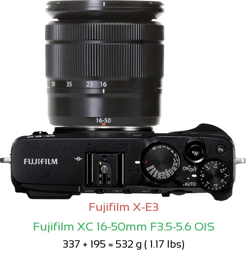 Fujifilm X-E3 with Fujifilm XC 16-50mm F3.5-5.6 OIS Lens Size