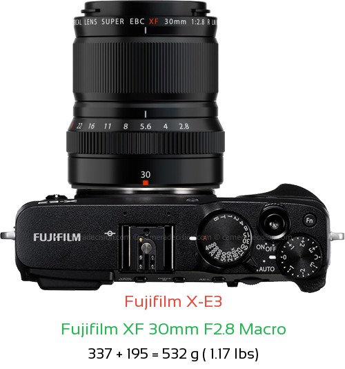 Fujifilm X-E3 with Fujifilm XF 30mm F2.8 Macro Lens Size