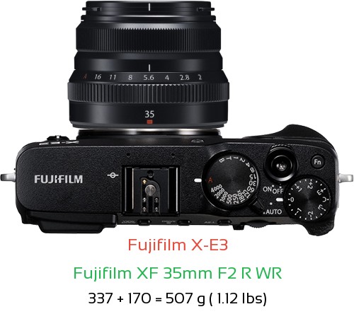 Fujifilm X-E3 with Fujifilm XF 35mm F2 R WR Lens Size