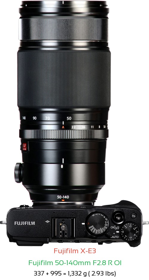 Fujifilm X-E3 with Fujifilm 50-140mm F2.8 R OI Lens Size