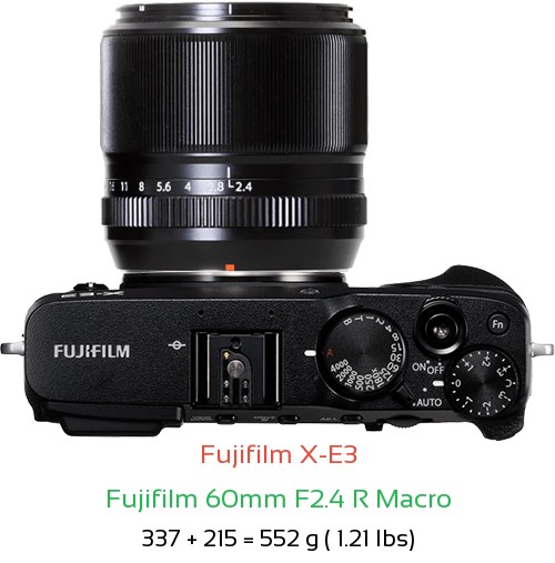 Fujifilm X-E3 with Fujifilm 60mm F2.4 R Macro Lens Size
