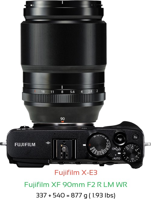Fujifilm X-E3 with Fujifilm XF 90mm F2 R LM WR Lens Size